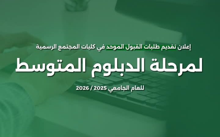 موعد تقديم طلبات الالتحاق بكليات المجتمع