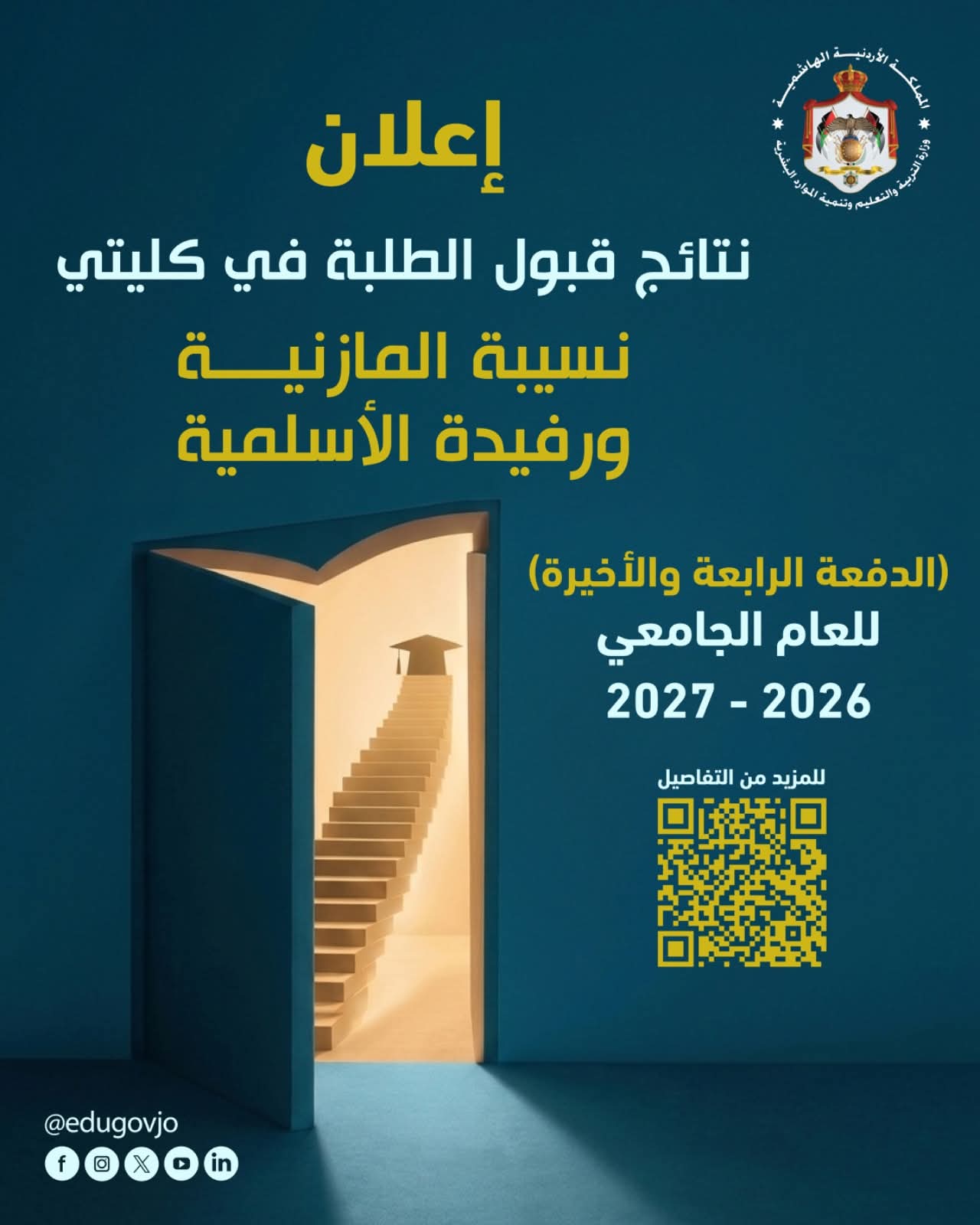 اسماء الطلبة المقبولين في كلية نسيبة المازنية وكلية رفيدة الاسلمية للتمريض والقبالة